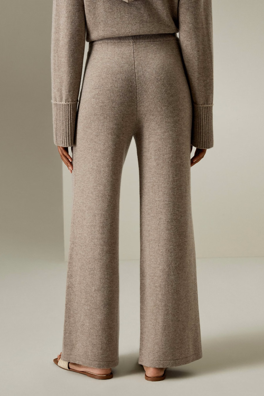 Pantaloni a gamba larga in jersey di lana merino