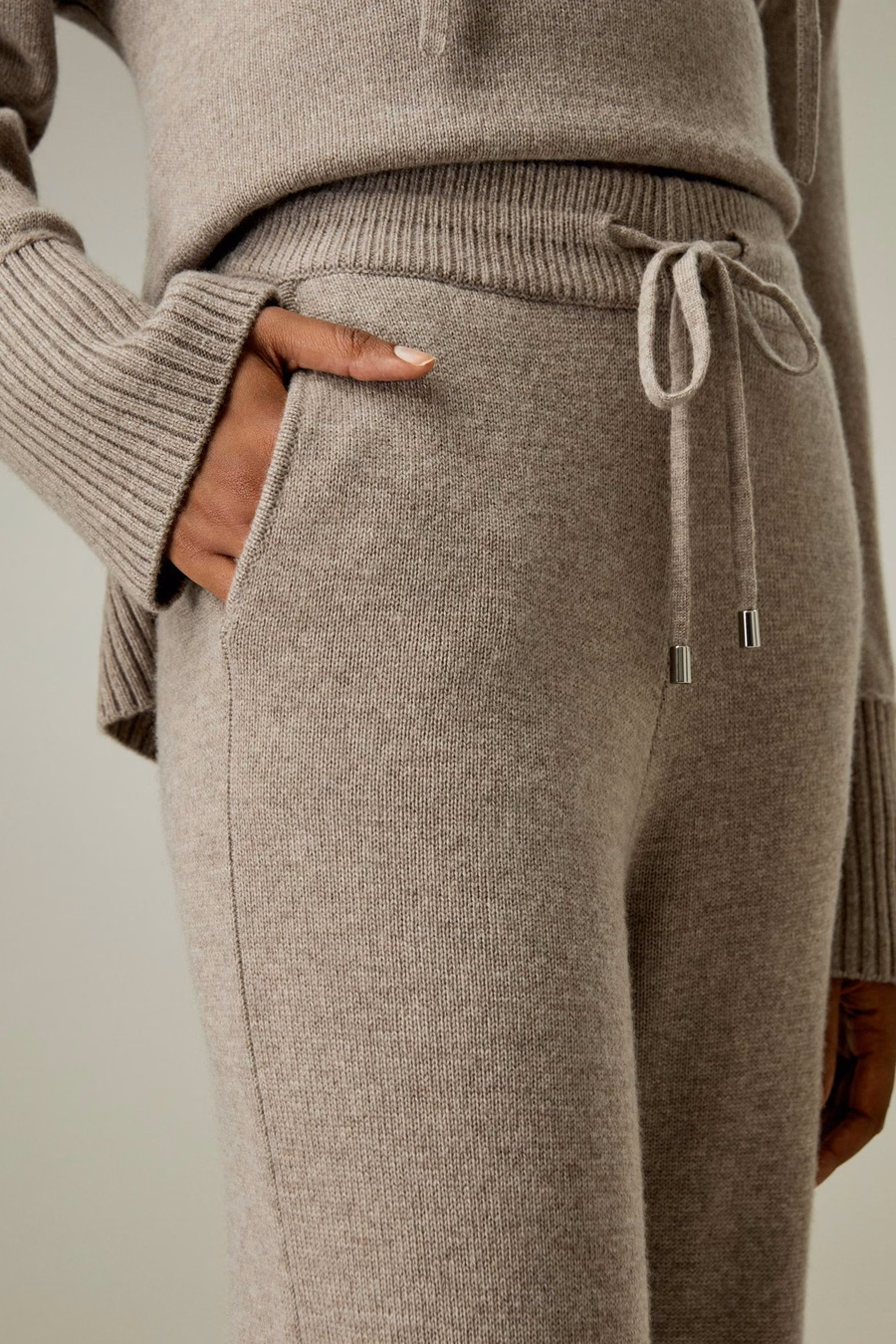 Pantaloni a gamba larga in jersey di lana merino