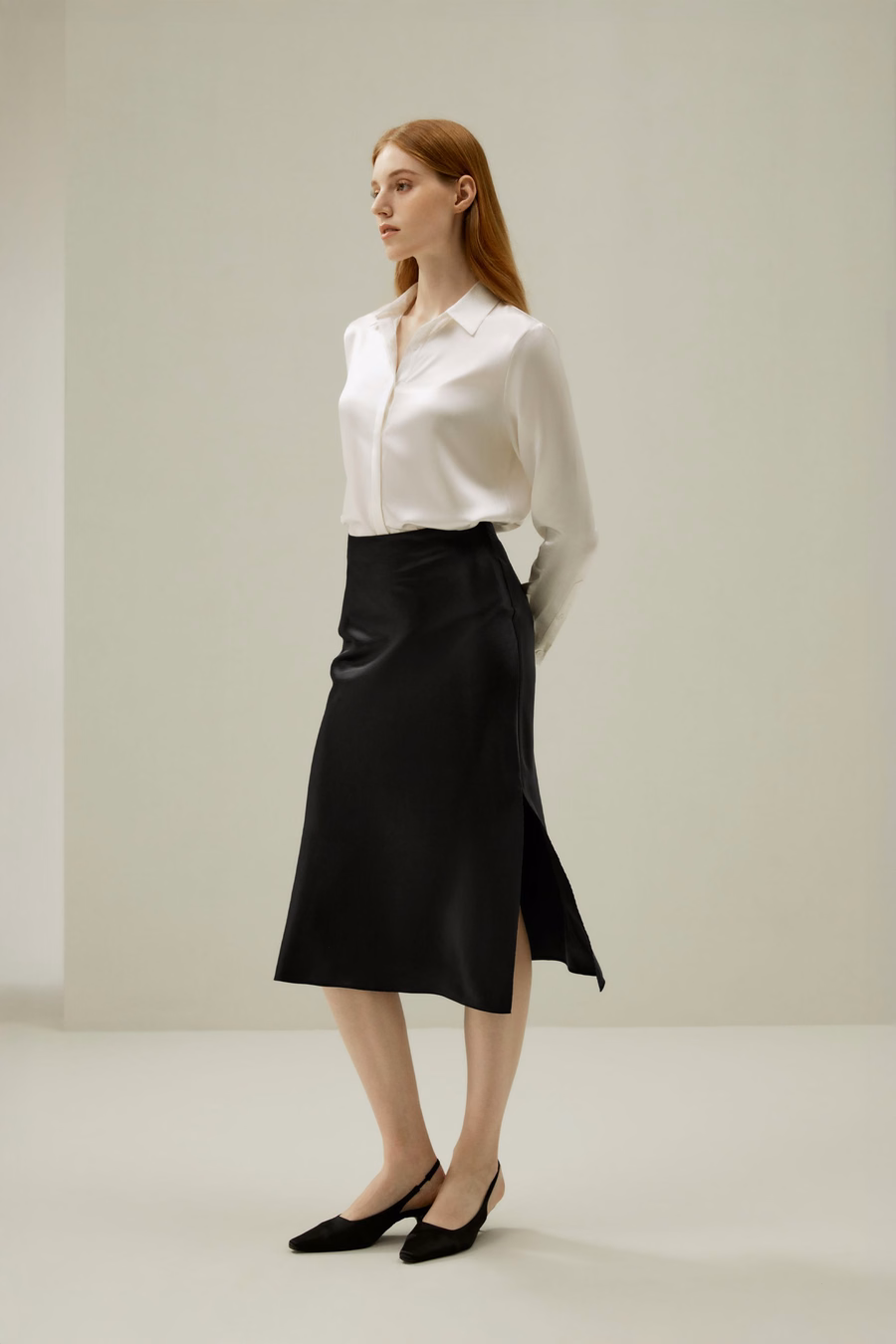 Camicia in seta con pattina nascosta di base