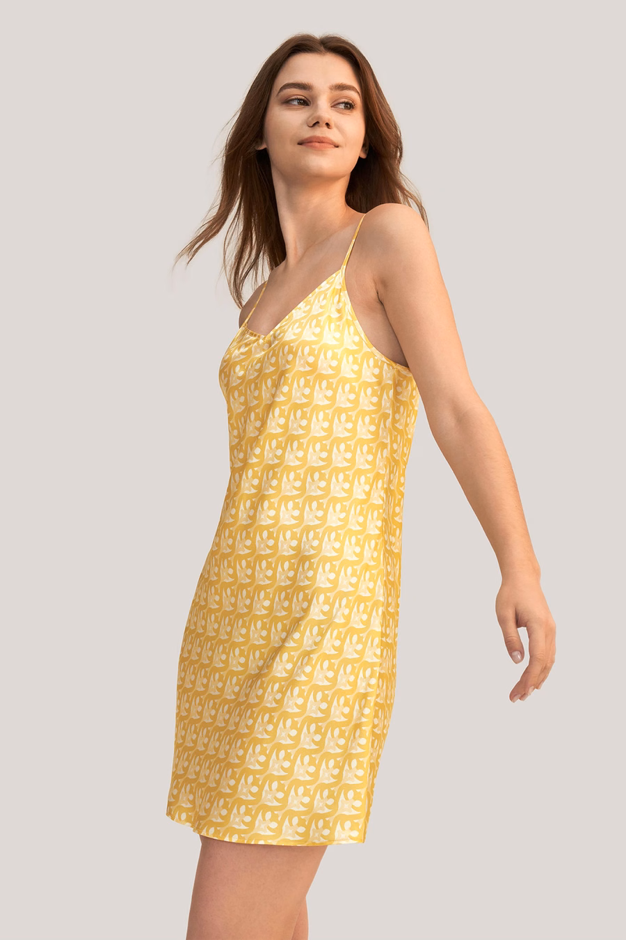Abito in seta bias con stampa monogramma LS