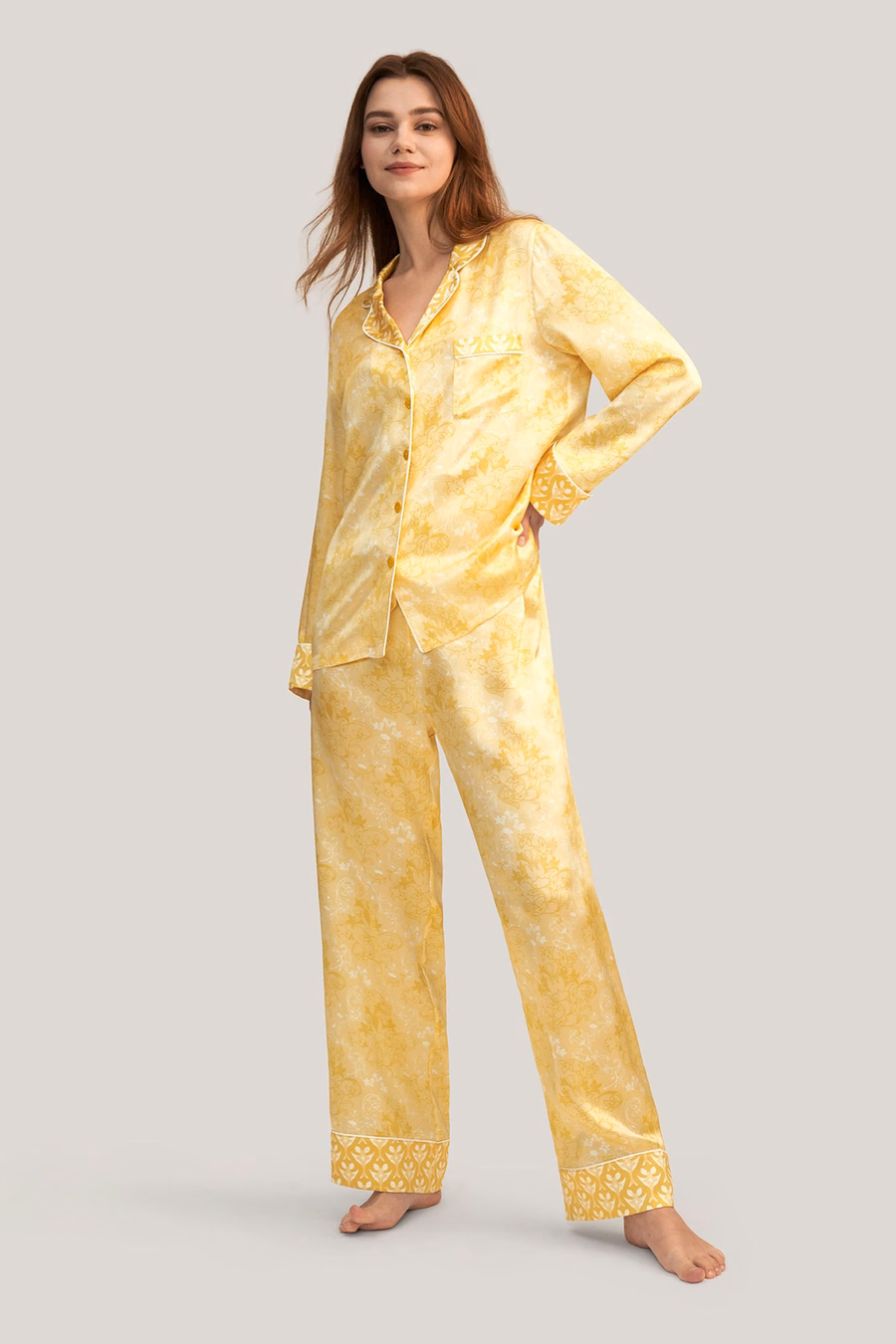 Set di Pigiami in Seta Golden Lily