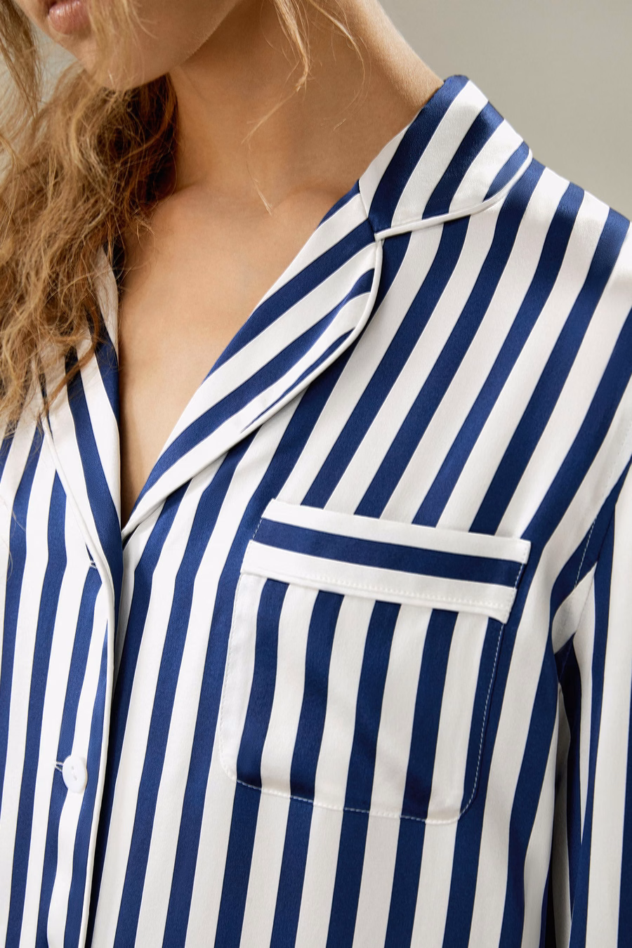 Amalfi Button-Up Full Length Striped Pajama Set