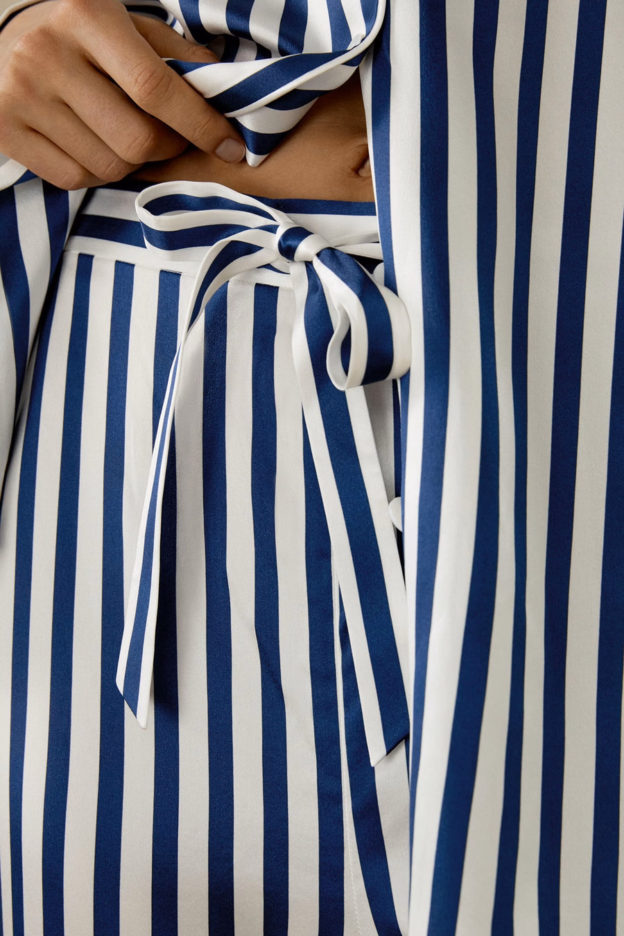 Amalfi Button-Up Full Length Striped Pajama Set