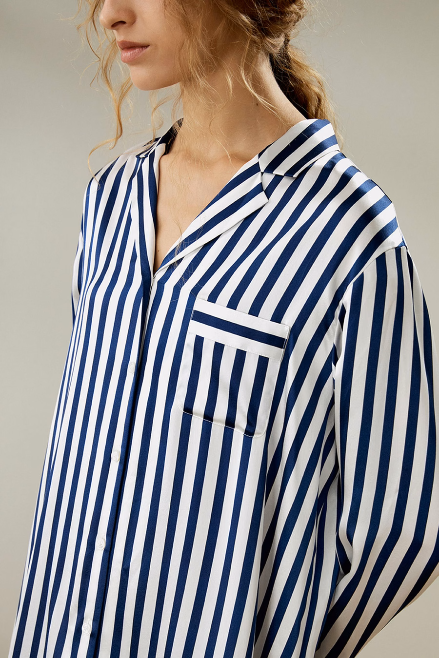 Camicia da Notte a Strisce con Bottone Amalfi