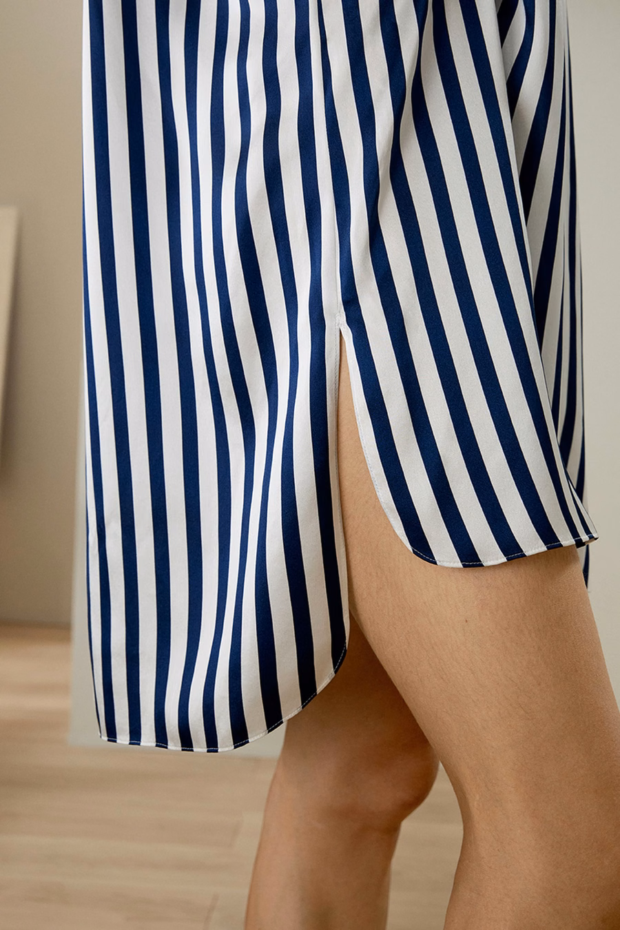 Camicia da Notte a Strisce con Bottone Amalfi