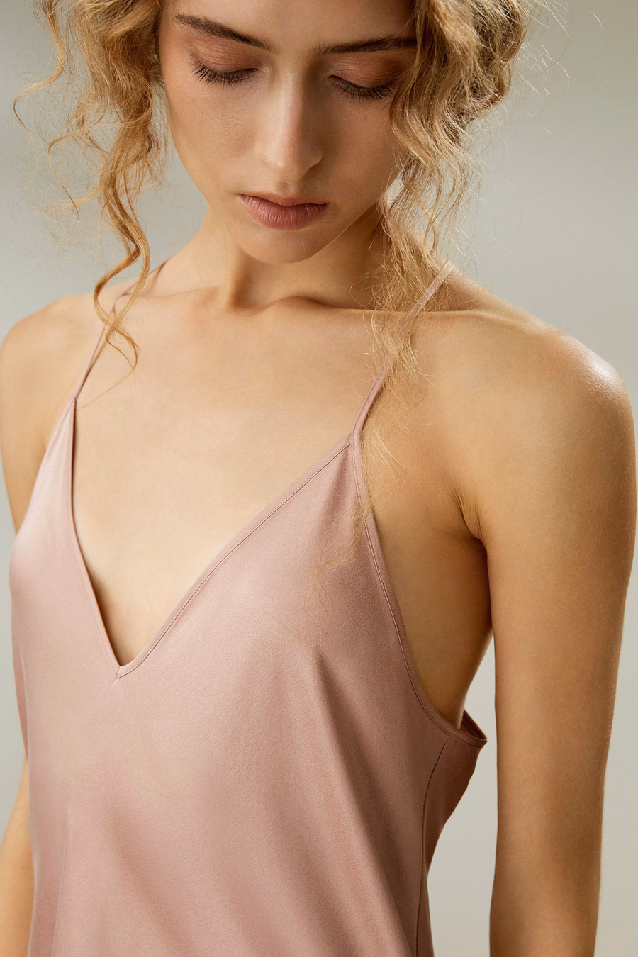 Minimale Maxi Vestito in Seta Suede
