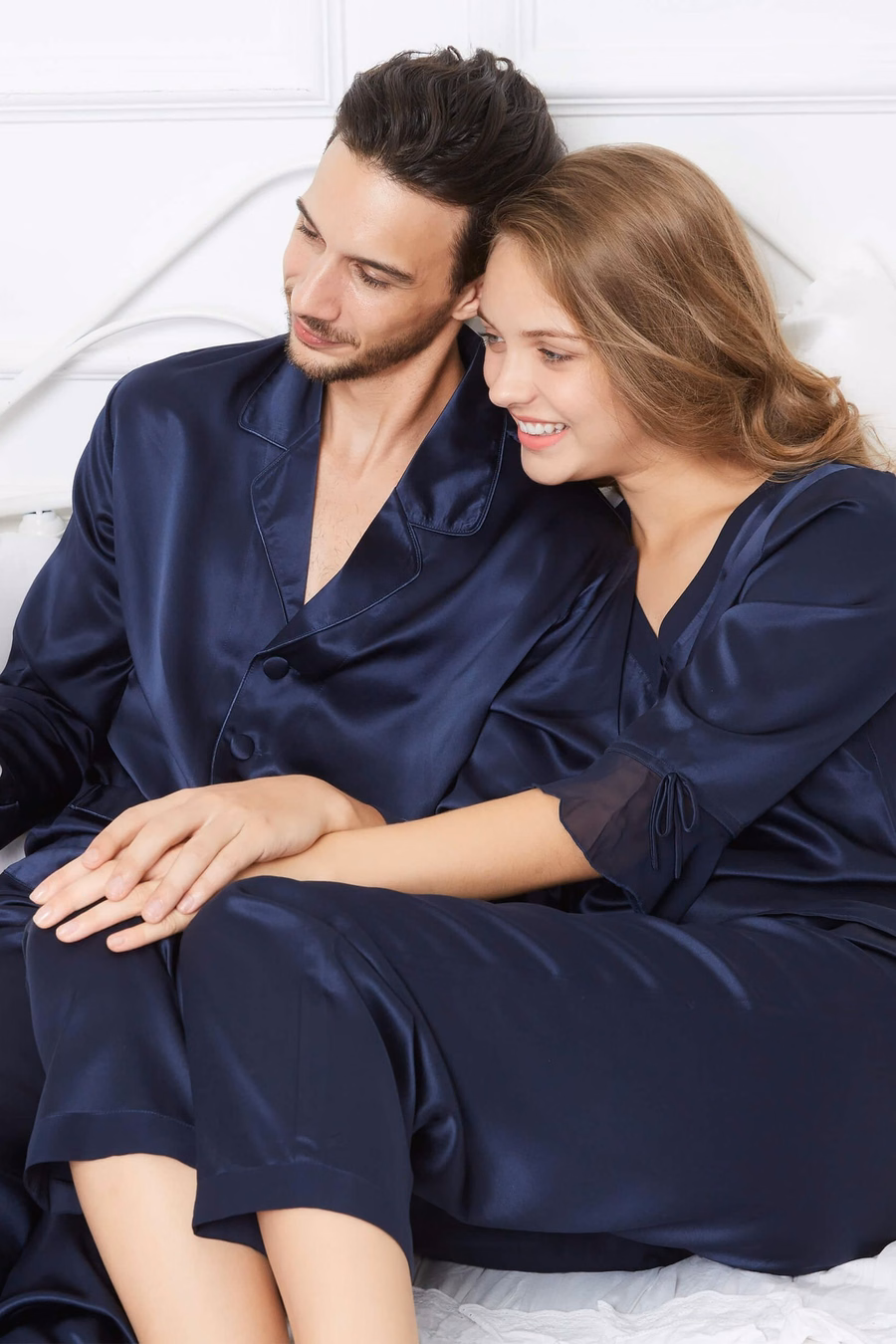 Set di pigiama in seta Blue Reverie per coppia