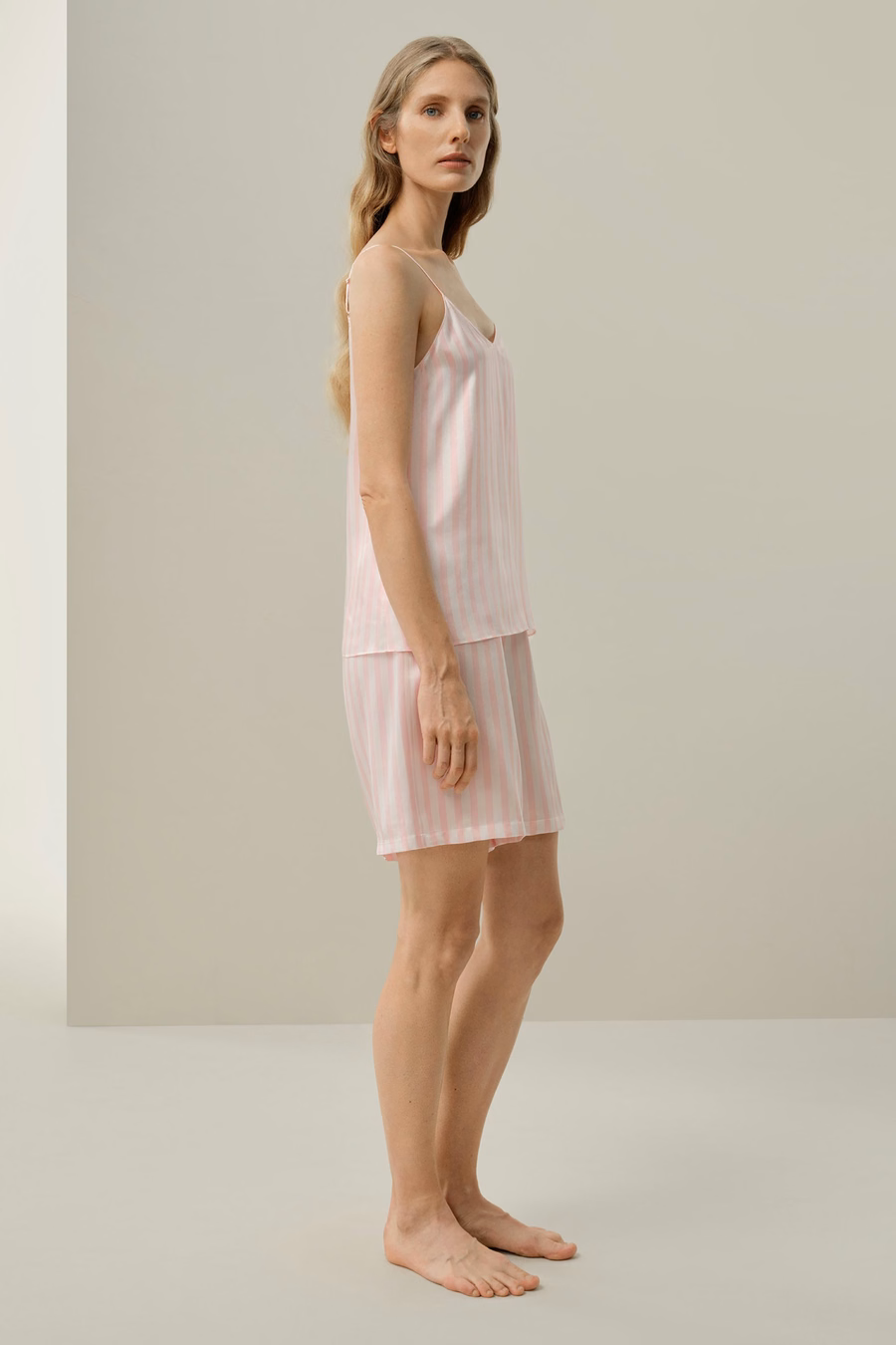 Set di Canotta in Charmeuse a Righe