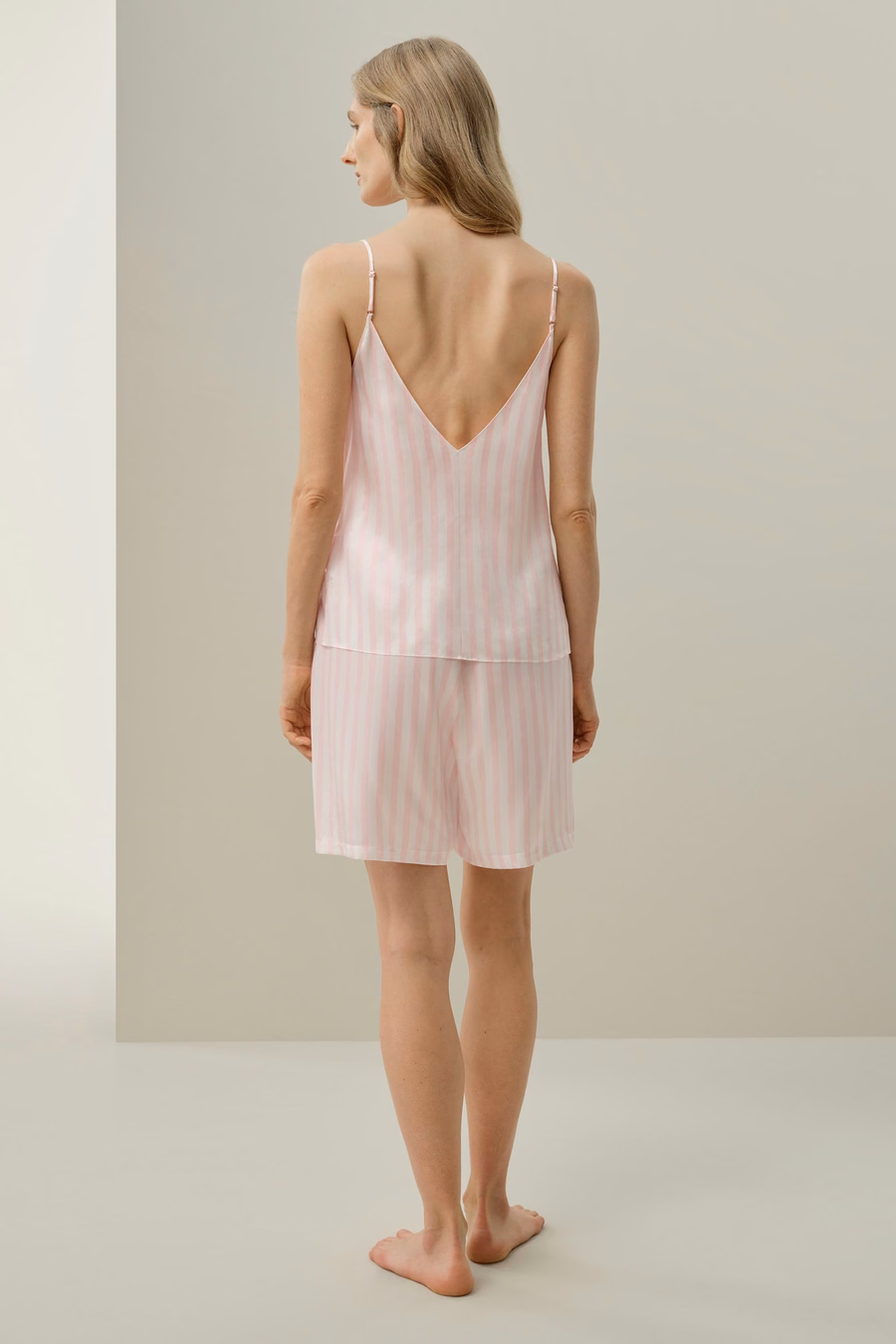 Set di Canotta in Charmeuse a Righe