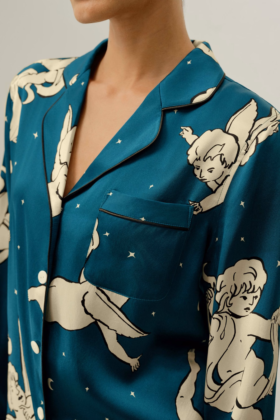 Gemini Zodiac Set di Pigiama Classico in Seta