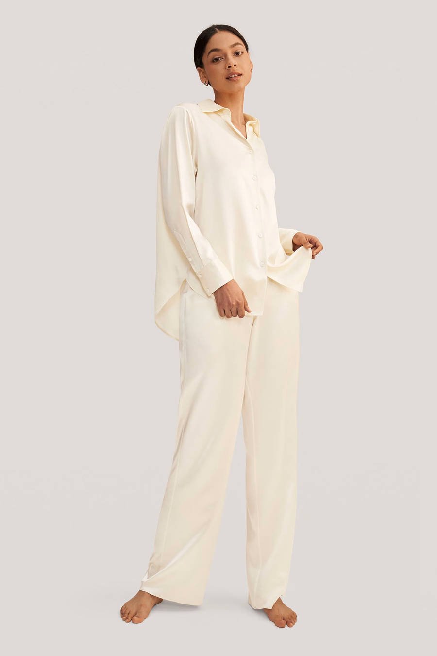 Pigiama in seta oversize Viola per donne