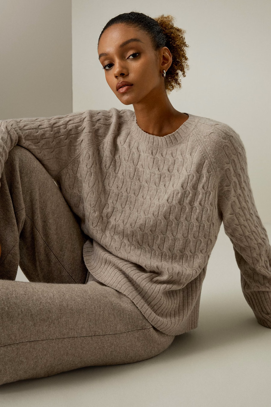 Maglione a Treccia in Cashmere per Bambini