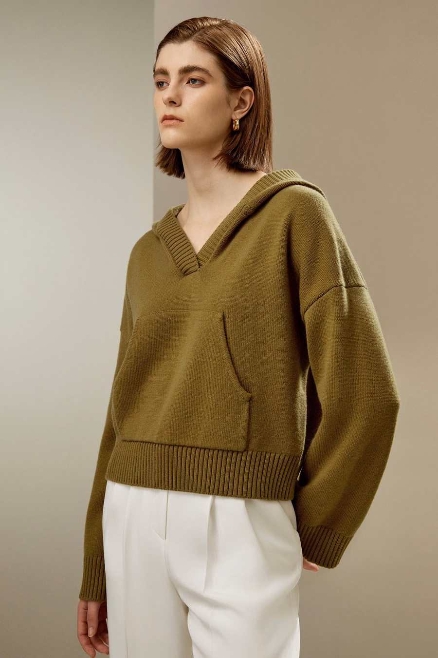 Felpa corta in misto lana e cashmere