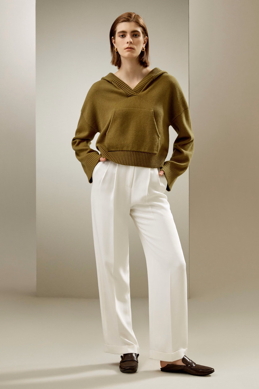 Felpa corta in misto lana e cashmere