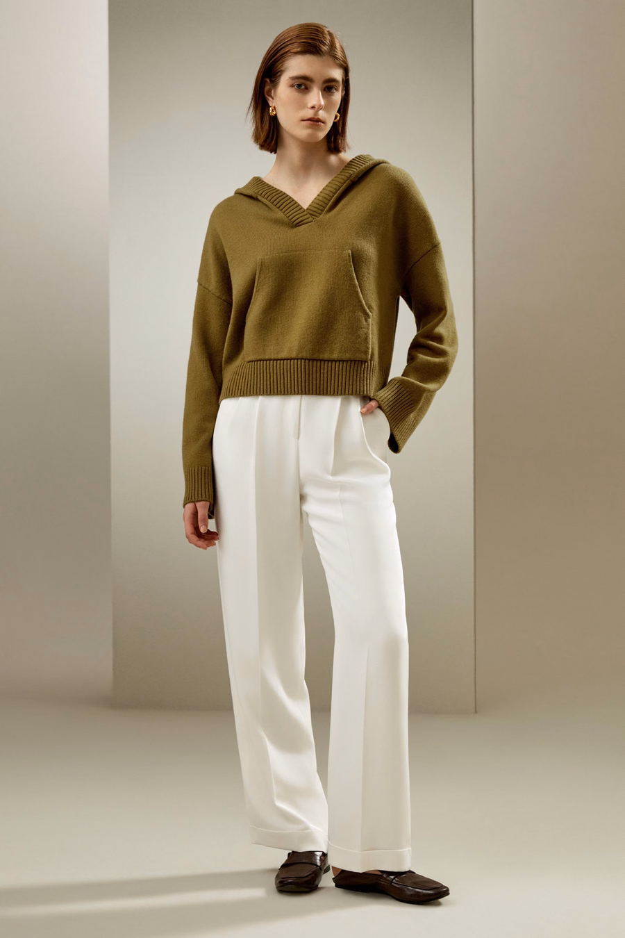Felpa corta in misto lana e cashmere