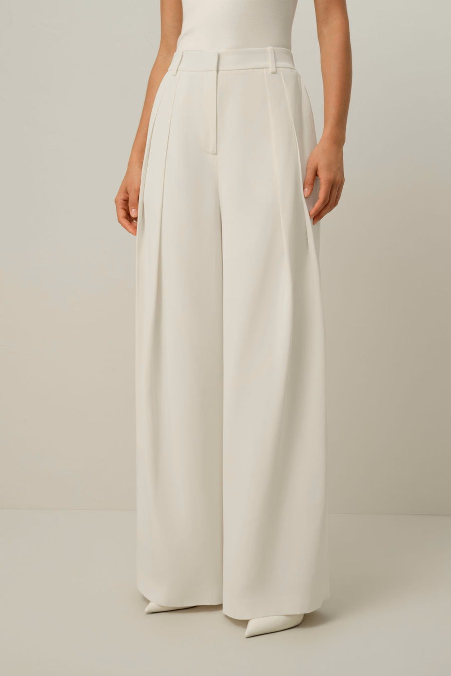 Pantaloni larghi in seta crepe