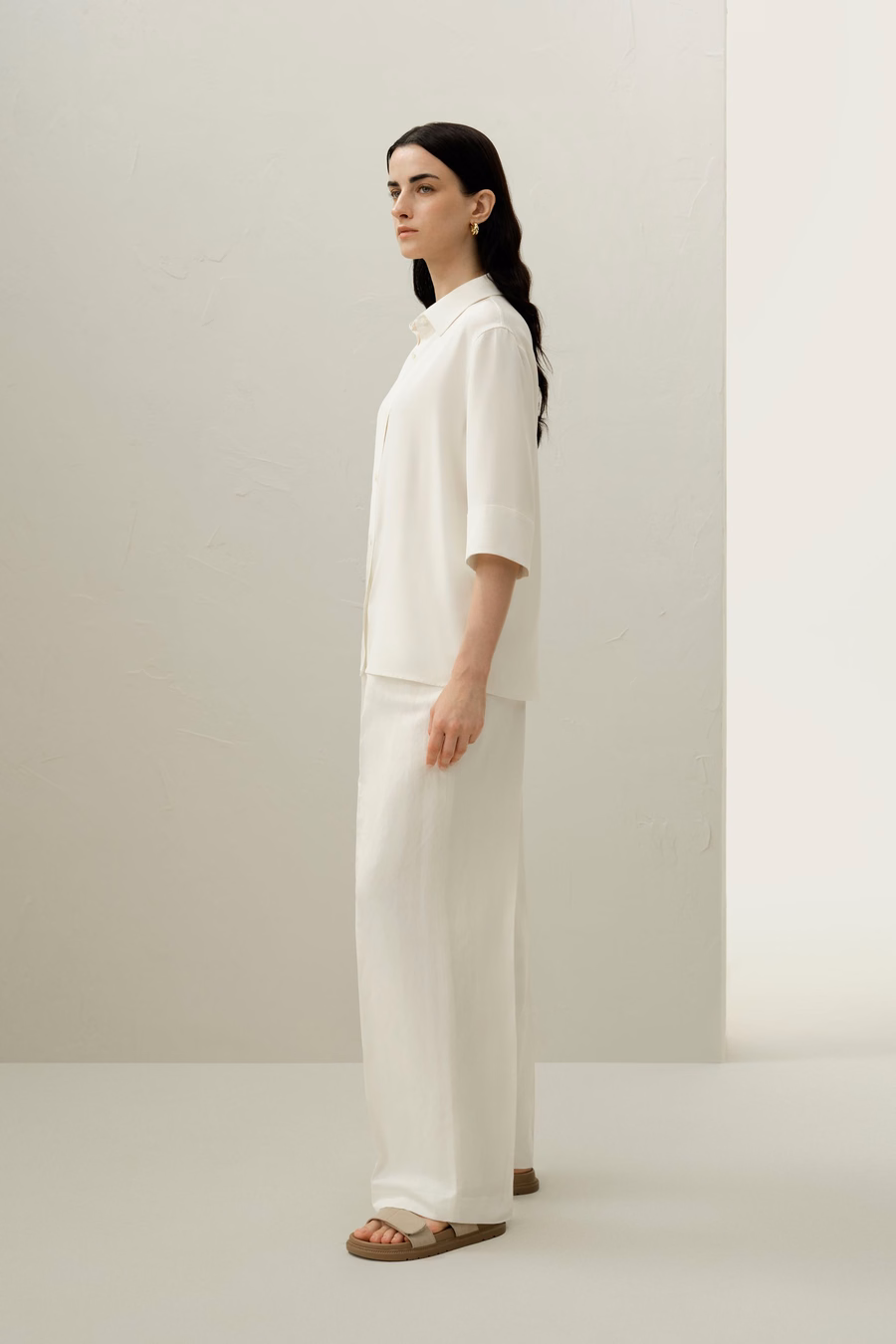 Camicia a mezza manica in Crepe di Seta Relaxata