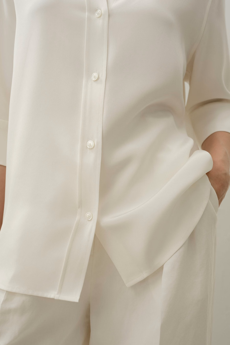 Camicia a mezza manica in Crepe di Seta Relaxata