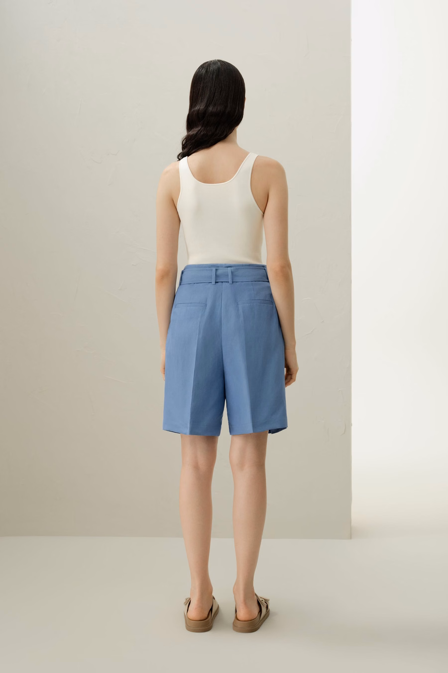Short in Seta e Lino con Cintura
