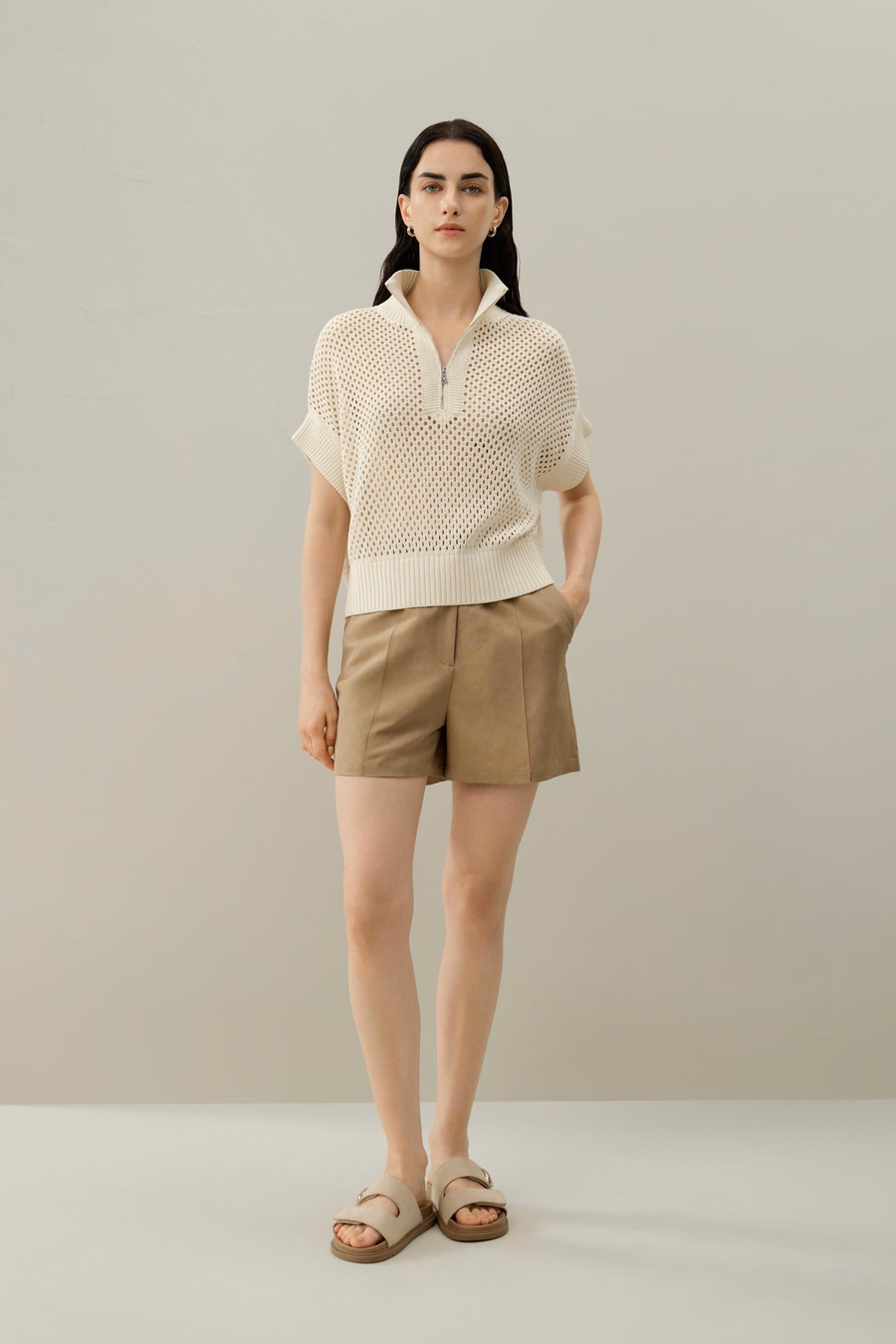 Maglione Half-Zip Pointelle della Toscana