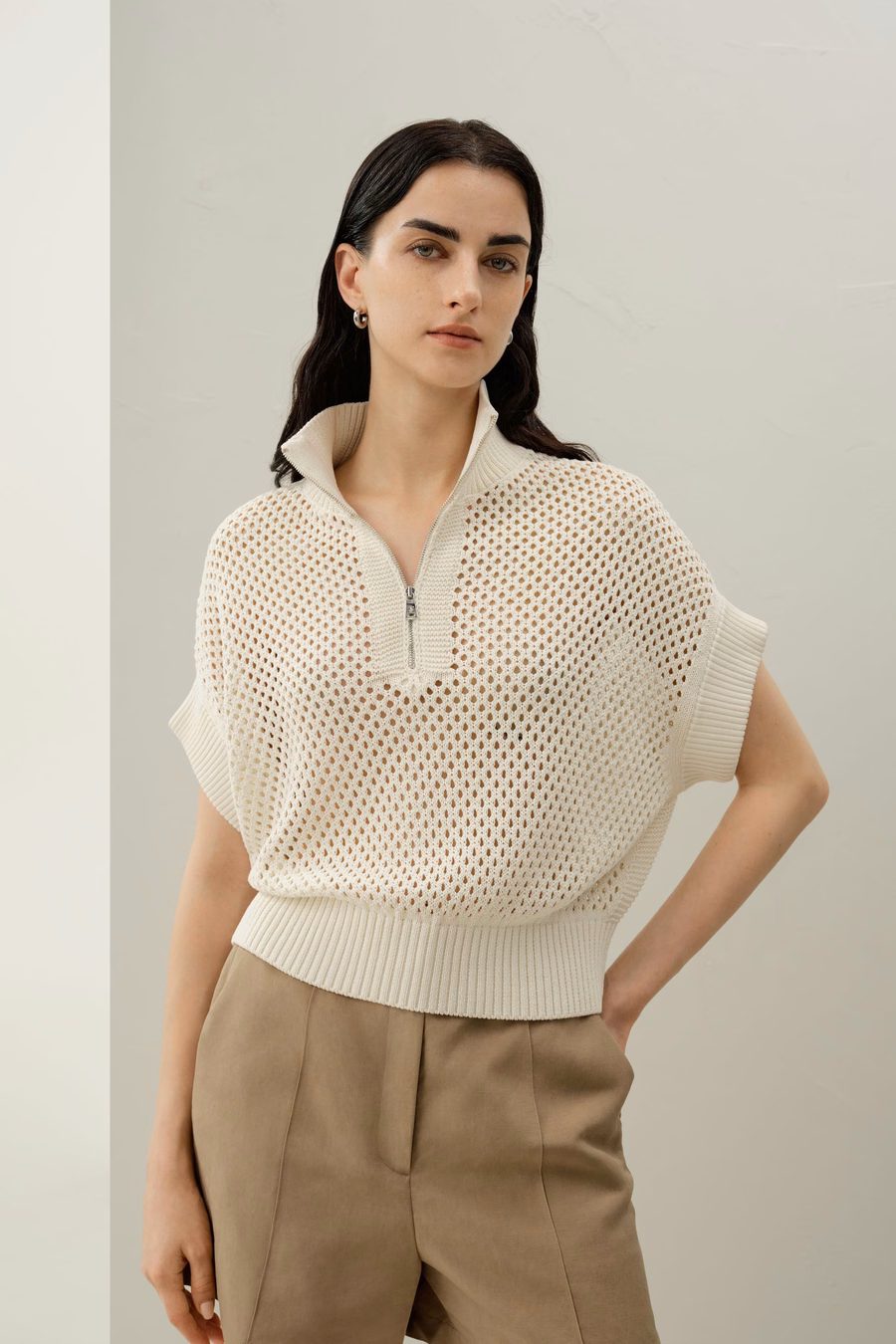 Maglione Half-Zip Pointelle della Toscana
