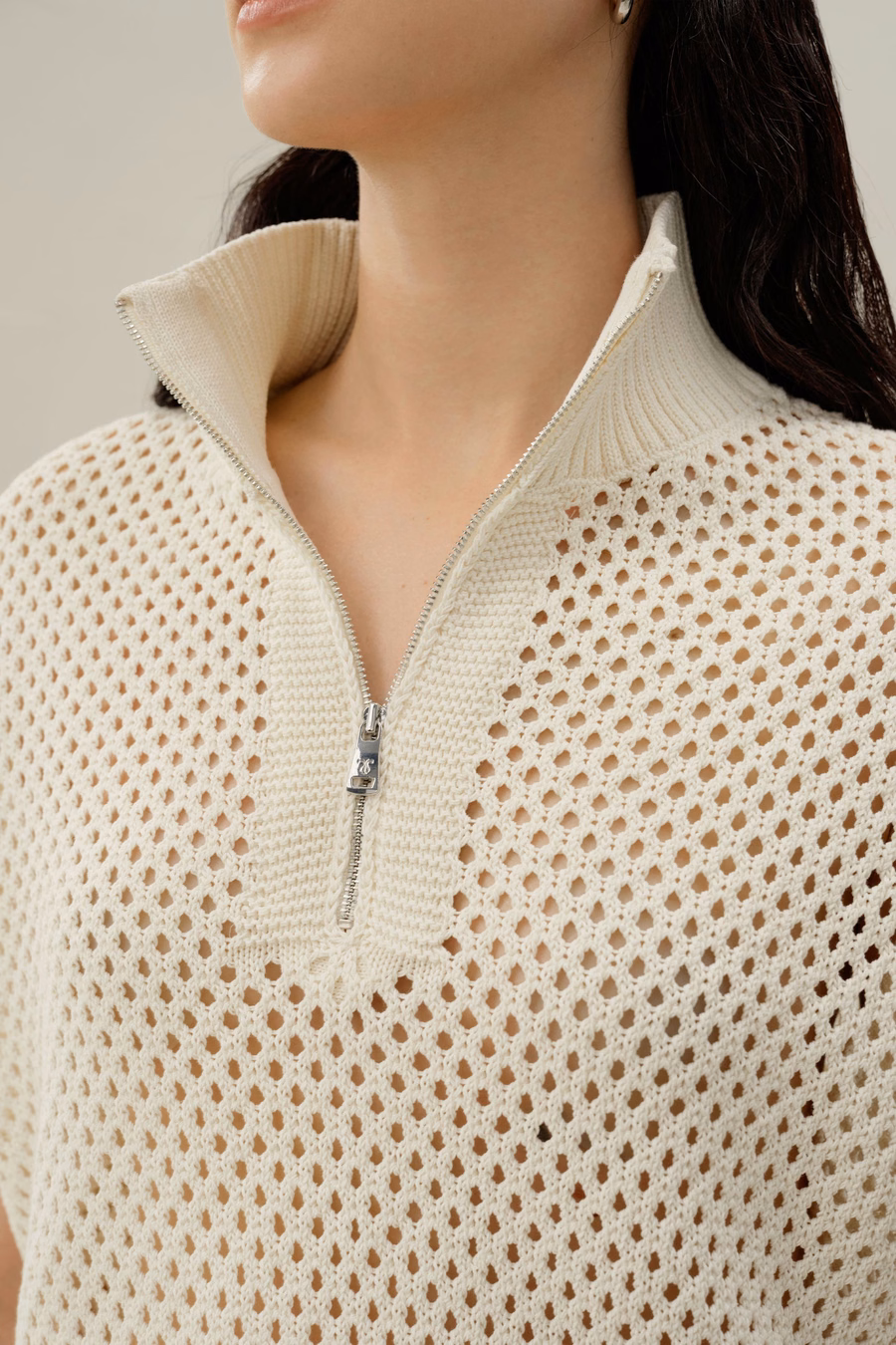 Maglione Half-Zip Pointelle della Toscana