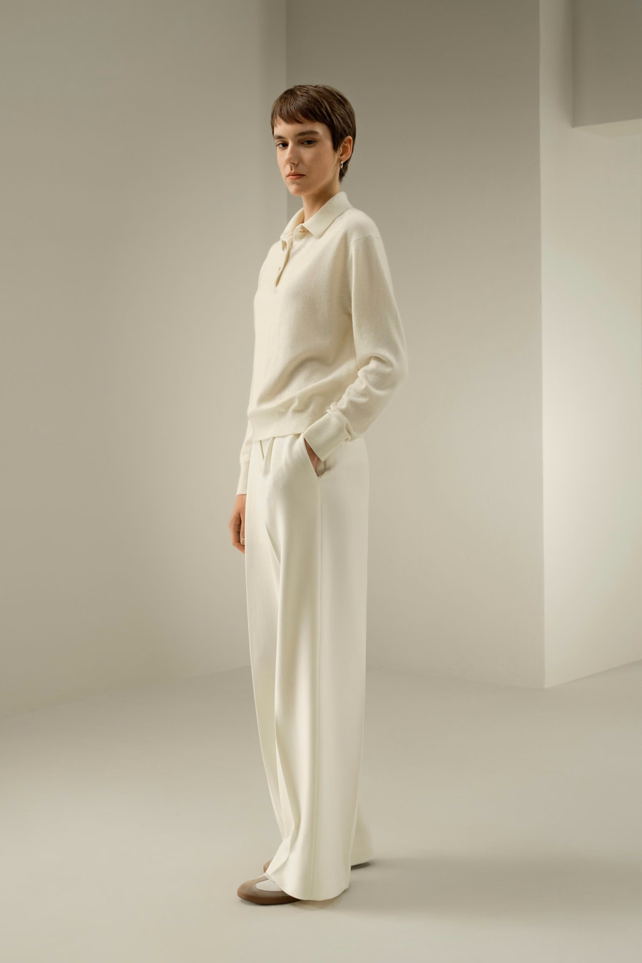 Pantaloni in misto seta-lana tweed