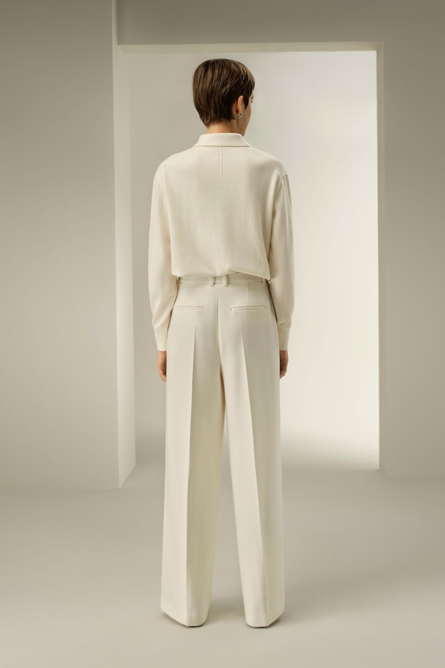 Pantaloni in misto seta-lana tweed