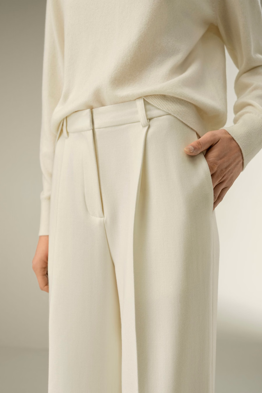 Pantaloni in misto seta-lana tweed