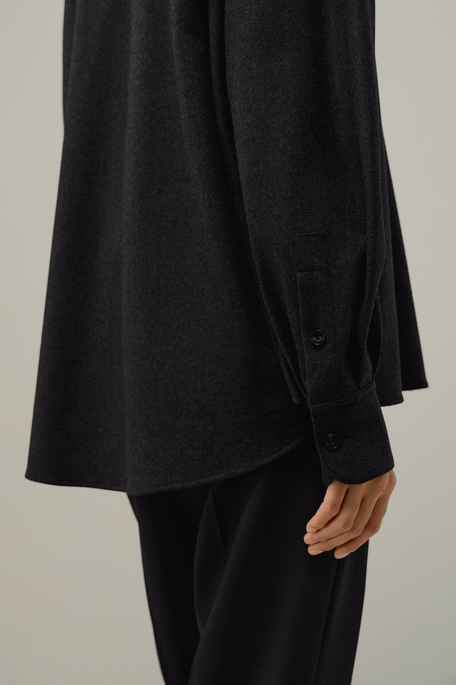 Camicia calda oversize in seta e lana