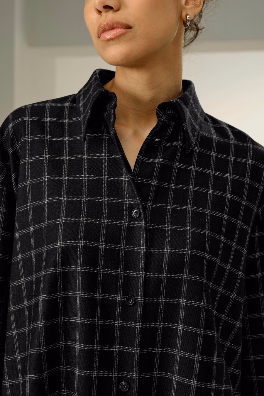Camicia con motivo a finestra in seta e lana