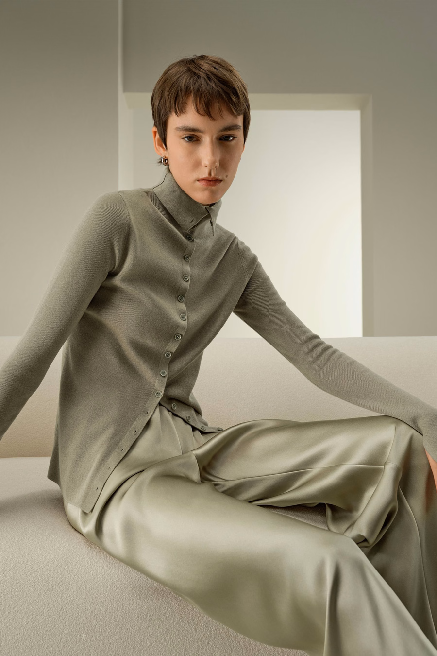Maglione in seta cashmere slim fit