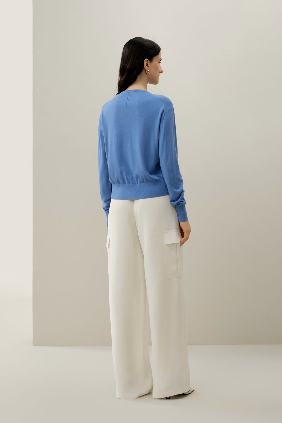 Cardigan in seta e cashmere a girocollo