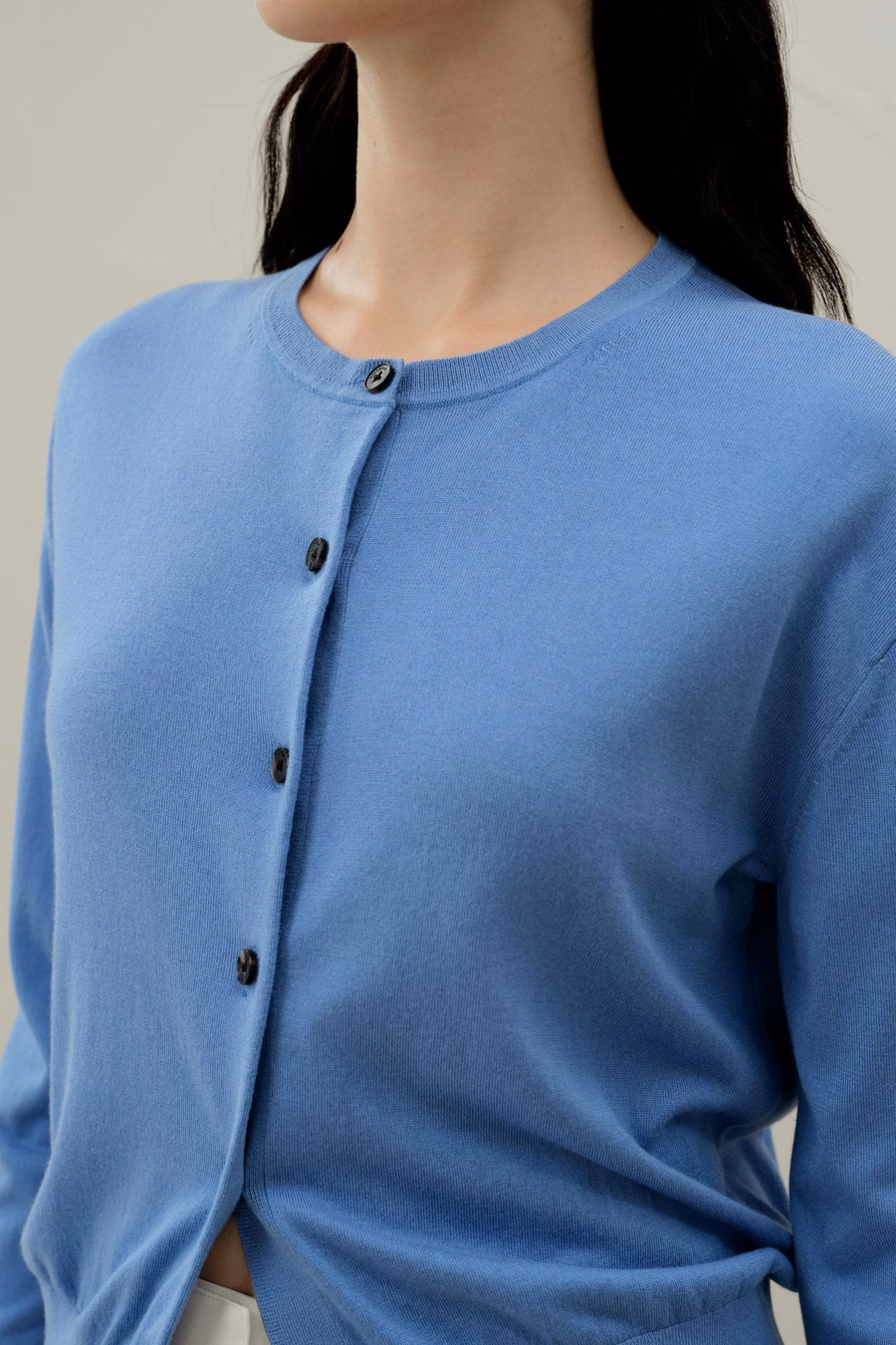 Cardigan in seta e cashmere a girocollo