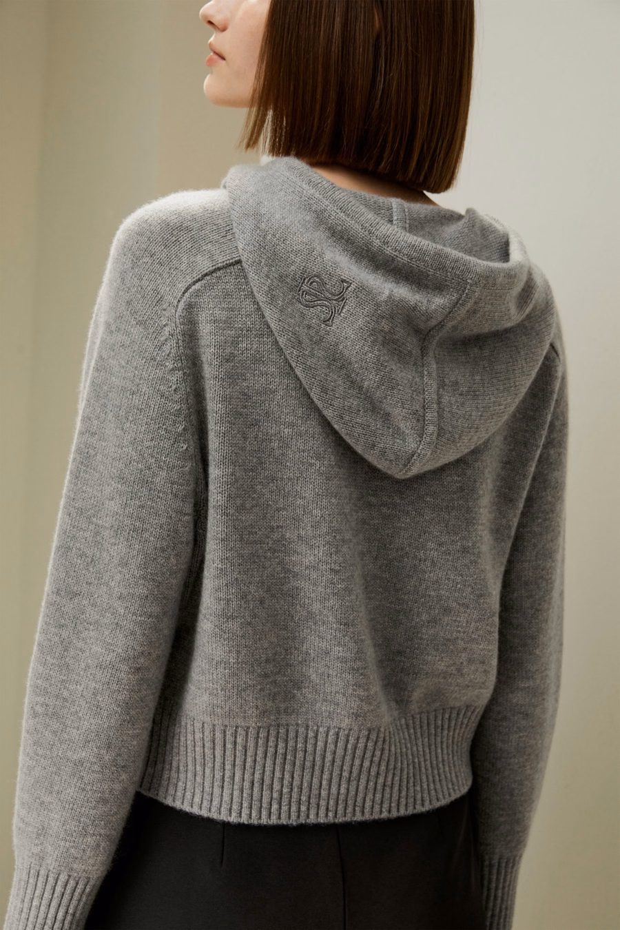 Felpa corta in lana e cashmere con zip