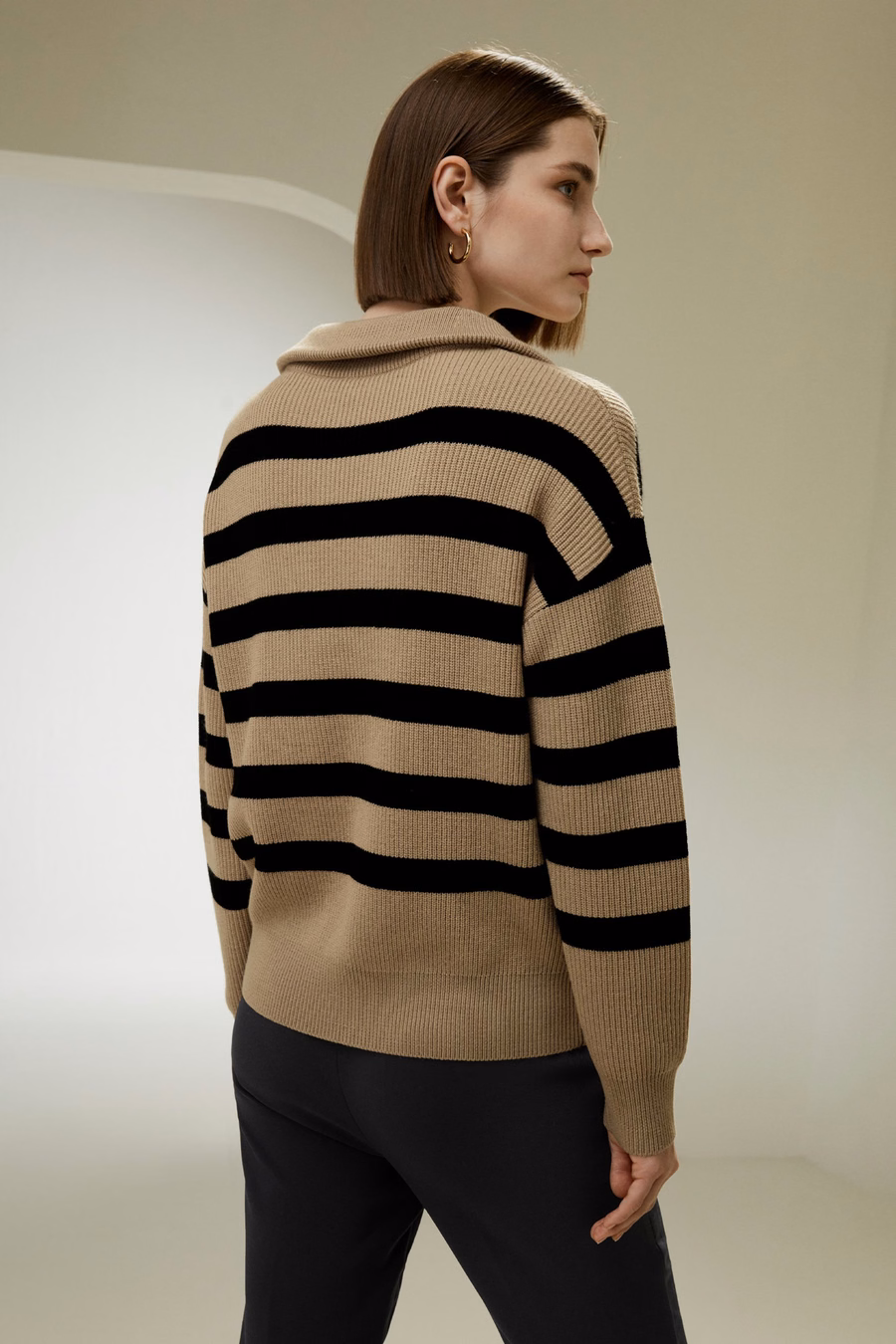 Maglione in Lana con Collo a Zip a Quarti