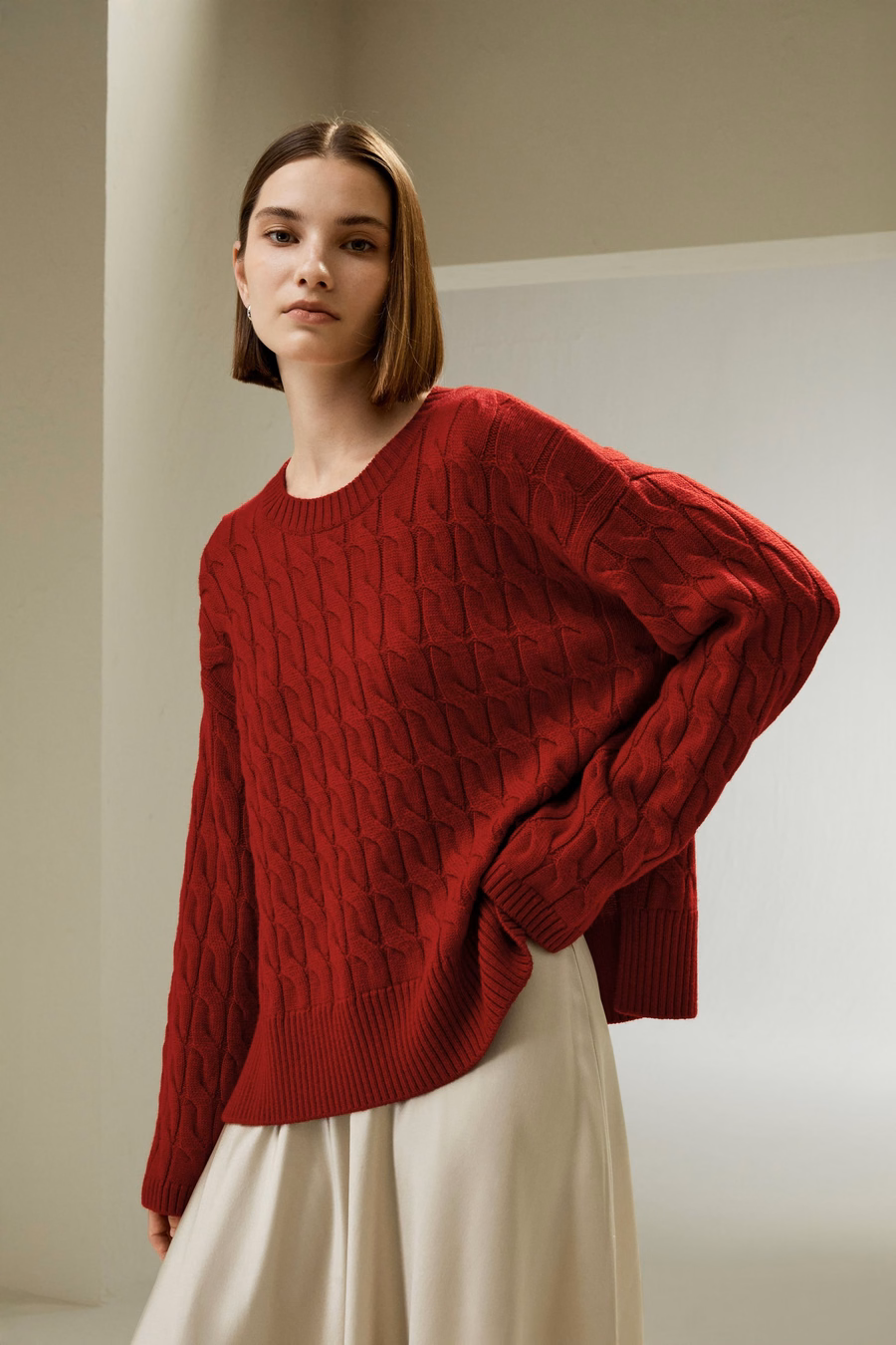 Maglione a Collo Giro in Lana Merino Ultra Fine
