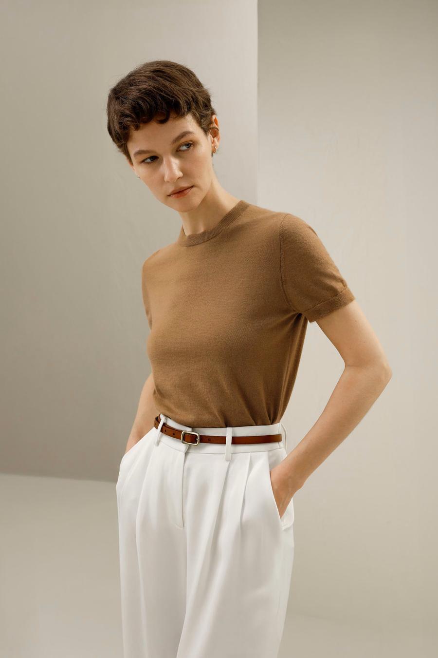Maglione in cashmere con scollo rotondo