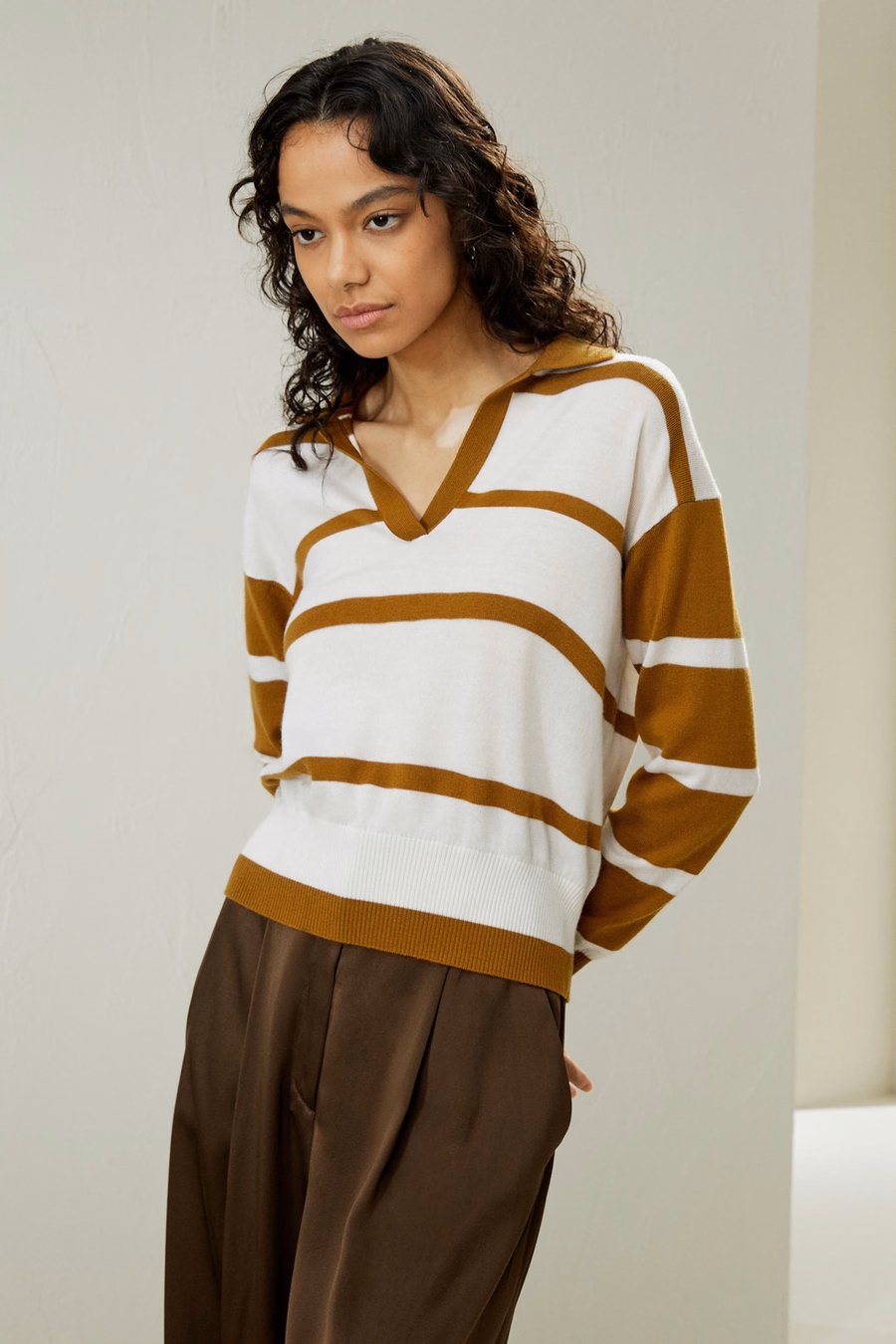Maglione in lana Merino con polo