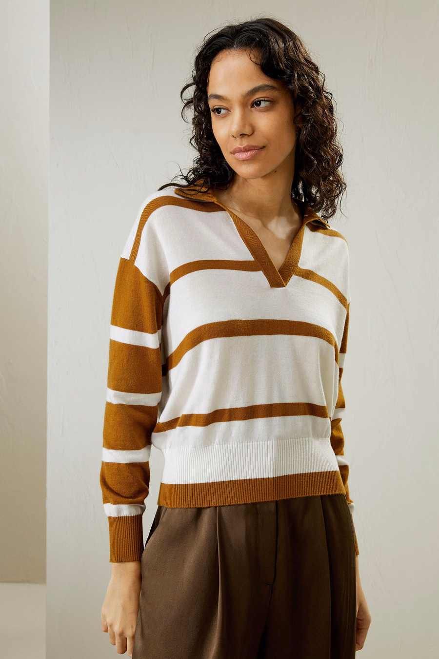 Maglione in lana Merino con polo
