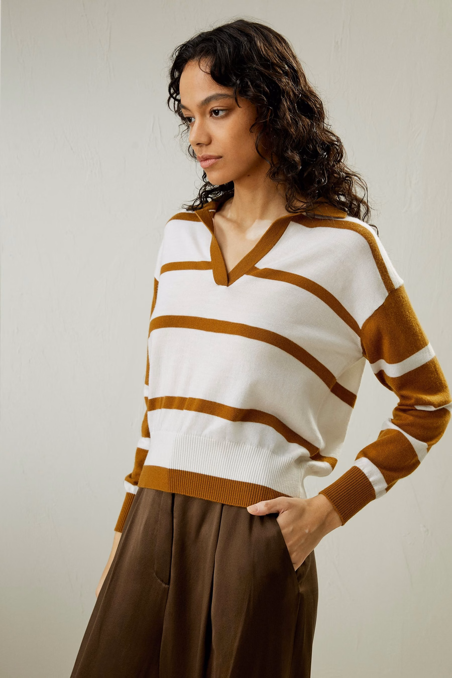 Maglione in lana Merino con polo