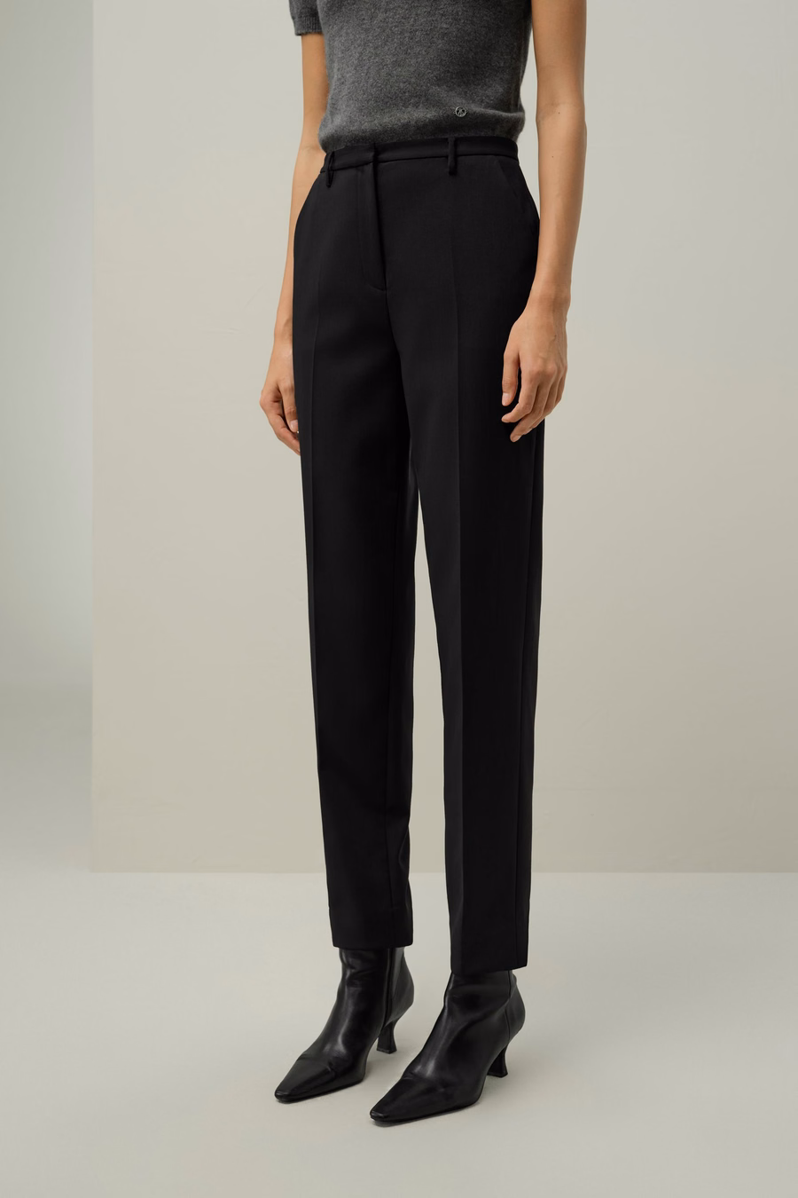 Pantaloni slim fit in misto seta e lana