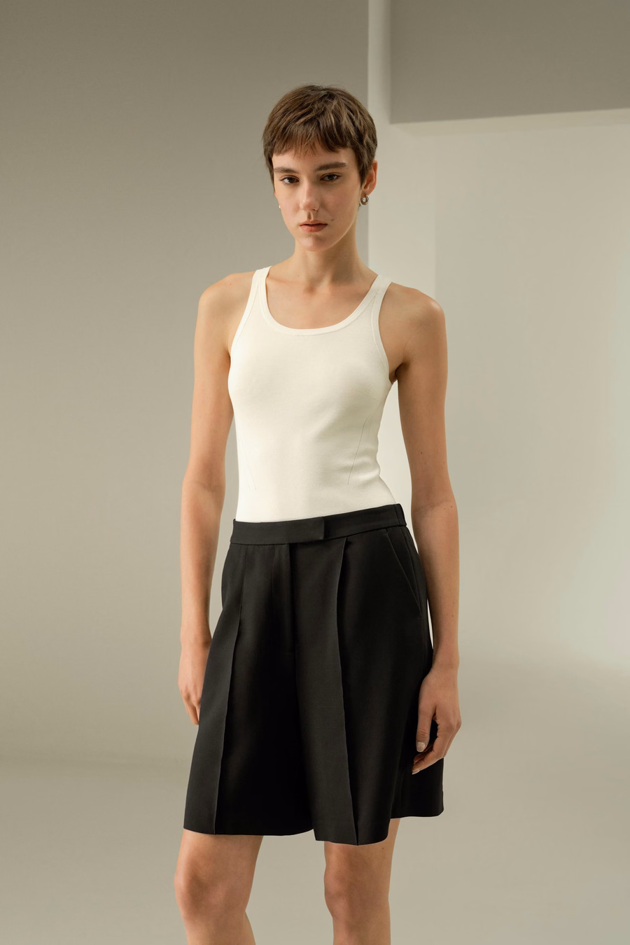 Shorts lucidi in seta-lana