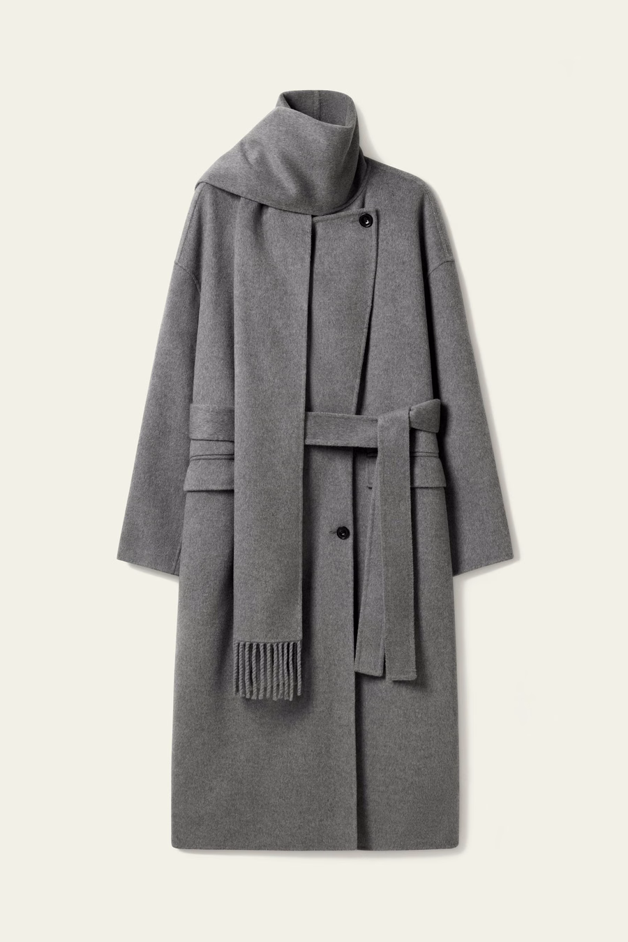 Cappotto in misto lana con colletto a sciarpa