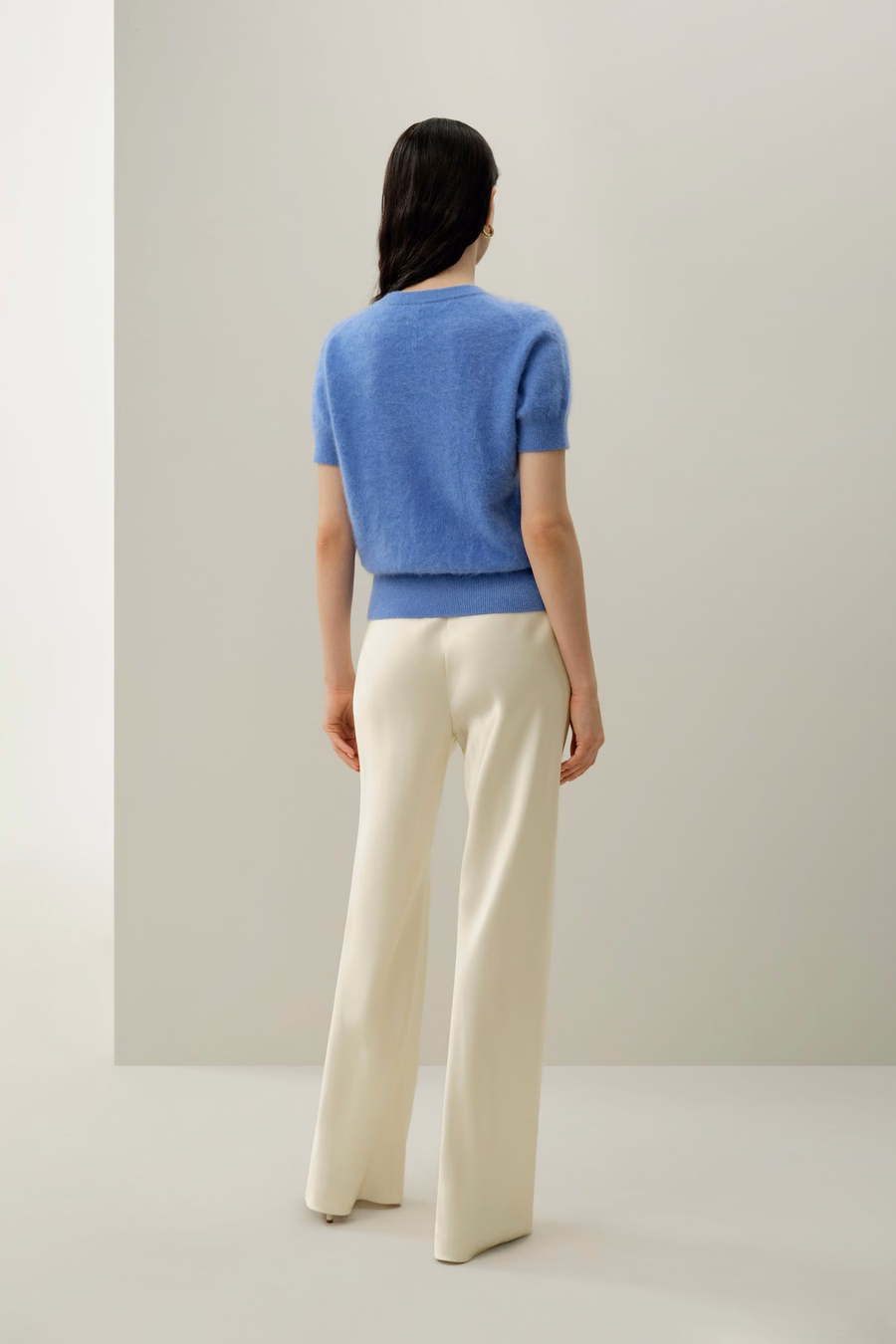 Maglione in Cashmere Spazzolato a Maniche Corte