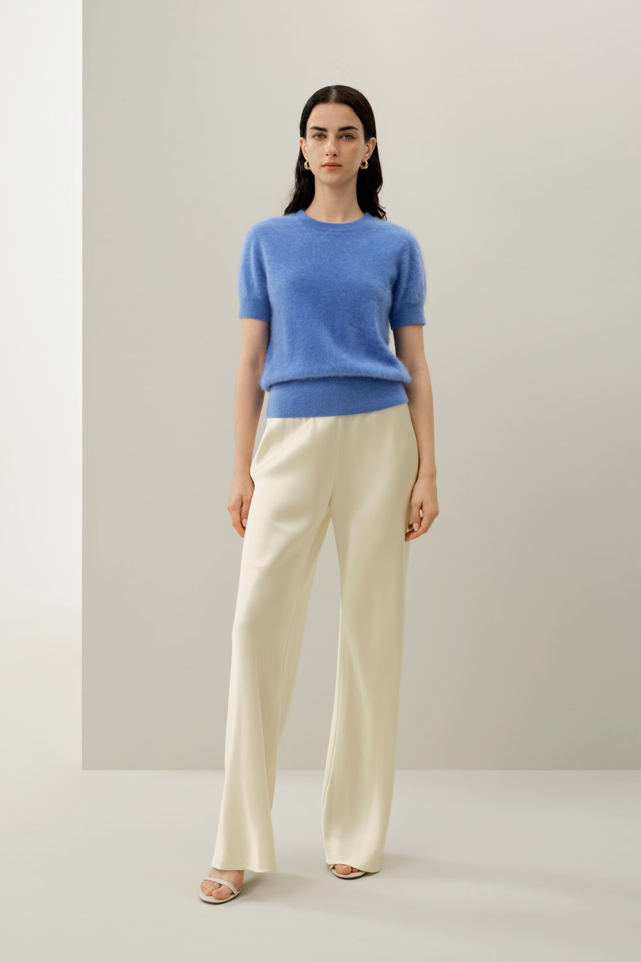 Maglione in Cashmere Spazzolato a Maniche Corte