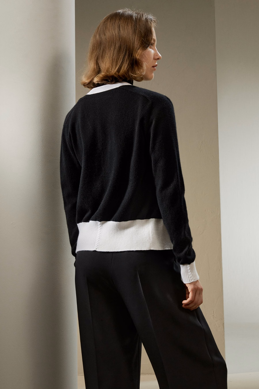 Cardigan in cashmere Gemini con orlo a contrasto