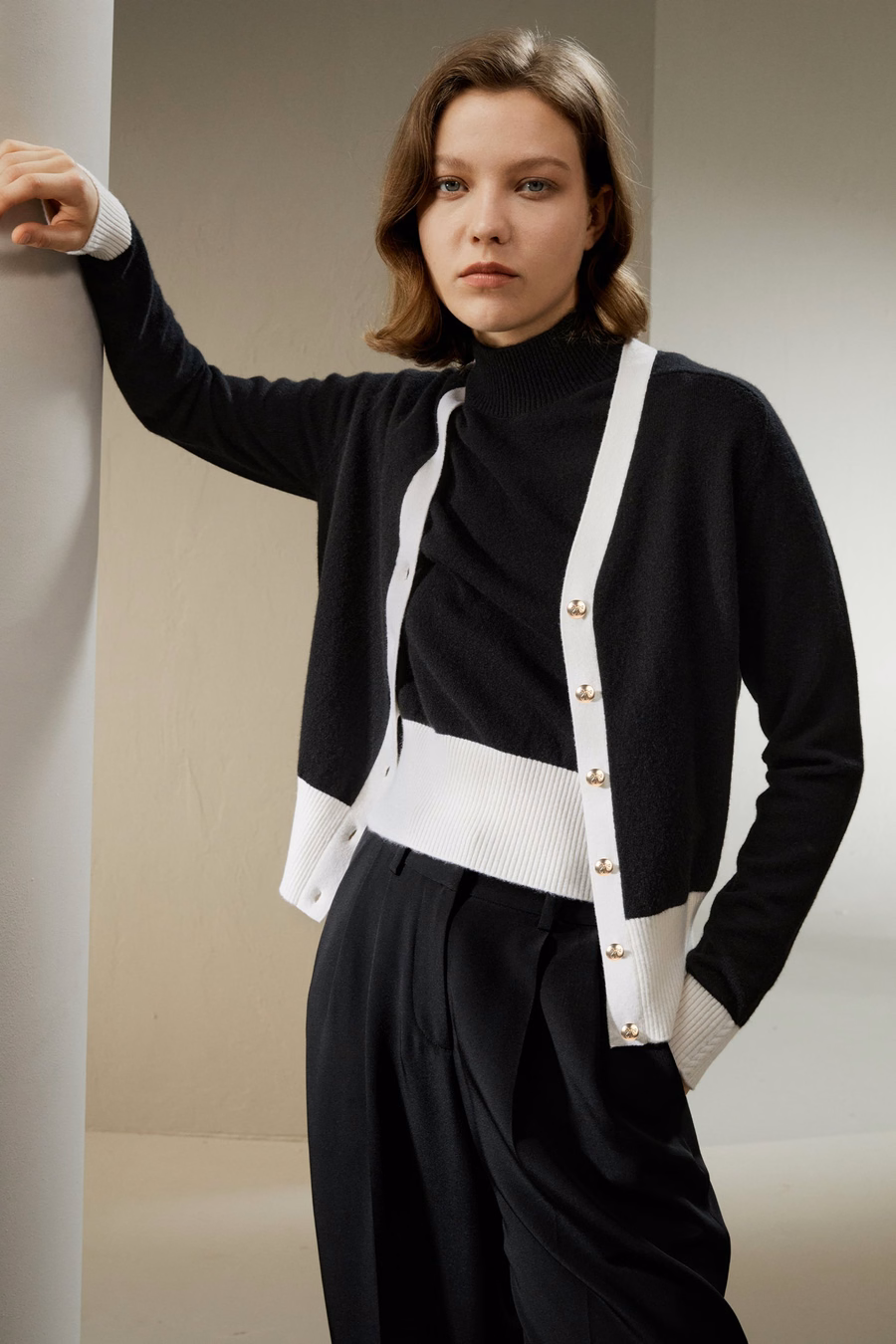 Cardigan in cashmere Gemini con orlo a contrasto