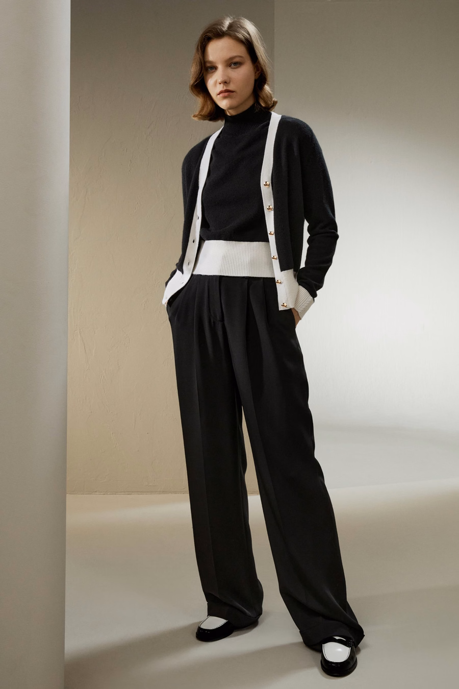 Cardigan in cashmere Gemini con orlo a contrasto