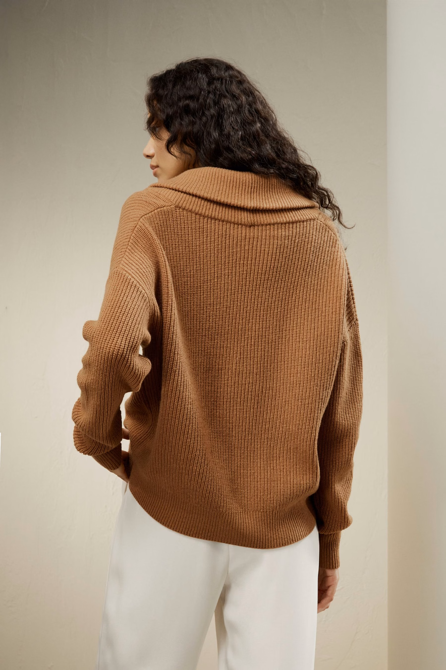 Cardigan con colletto a scialle in misto lana-cashmere